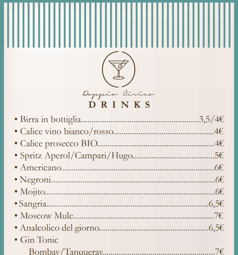 drink menu doppio civico